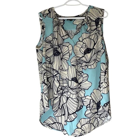 Suzanne Betro Blue & White Floral Tank Top Size XL - Picture 1 of 11